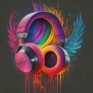 image fx create music headphones colour rainbow and co